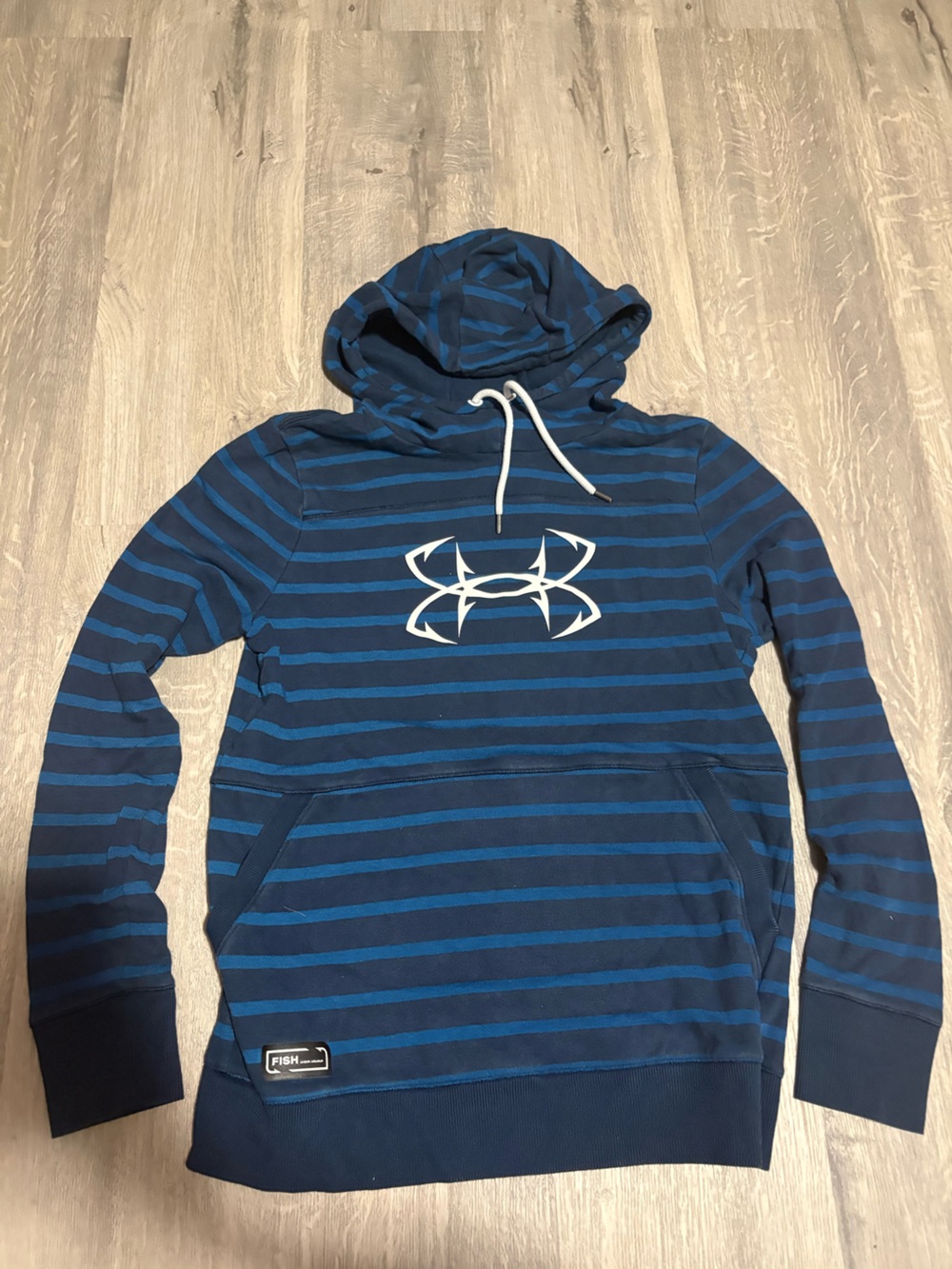 Under Armour Navy Blue Pullover with White Logo Trim size small